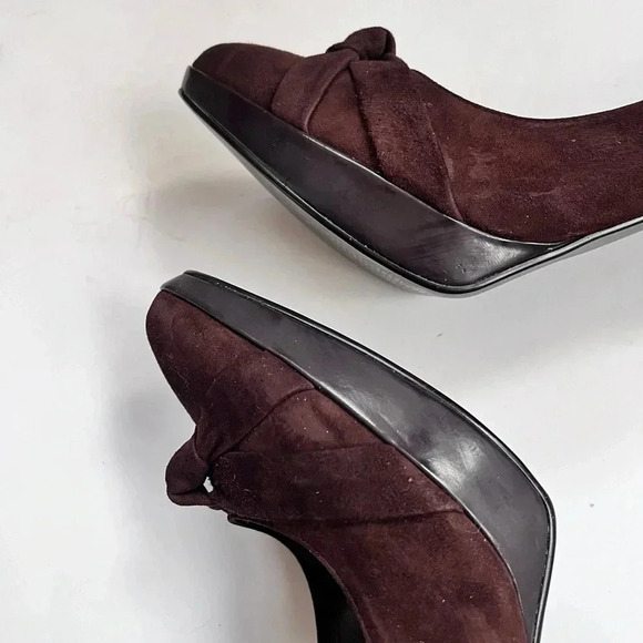 Lauren Ralph Lauren Chocolate Brown Suede Platform Pumps High Heels Size 7.5 - Picture 10 of 15